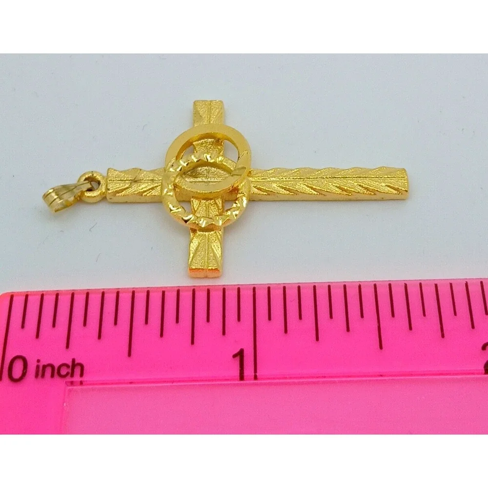 Karatbond Vintage Y2K Gold Textured Cross Pendant Interlocking Wedding Rings USA